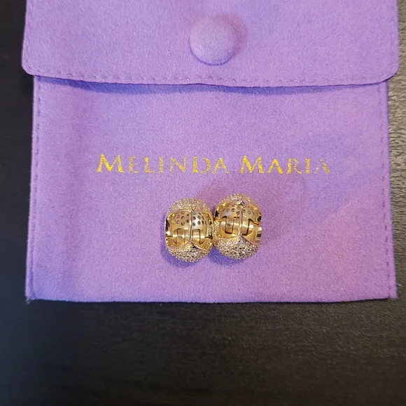 Pave Earrings in Gold and White - Picture 7 of 11